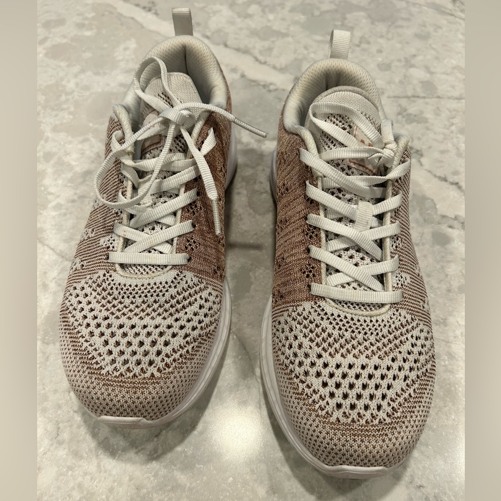 APL Stylish Knit Sneakers in Beige and White